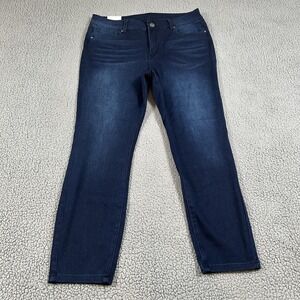 Grace & Lace Jeans Womens 12 Blue Dark Wash Mid Rise Straight Stretch Denim